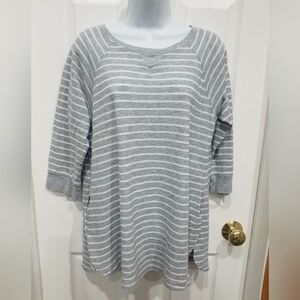 Calvin Klein Gray and White Boxy Hoodie